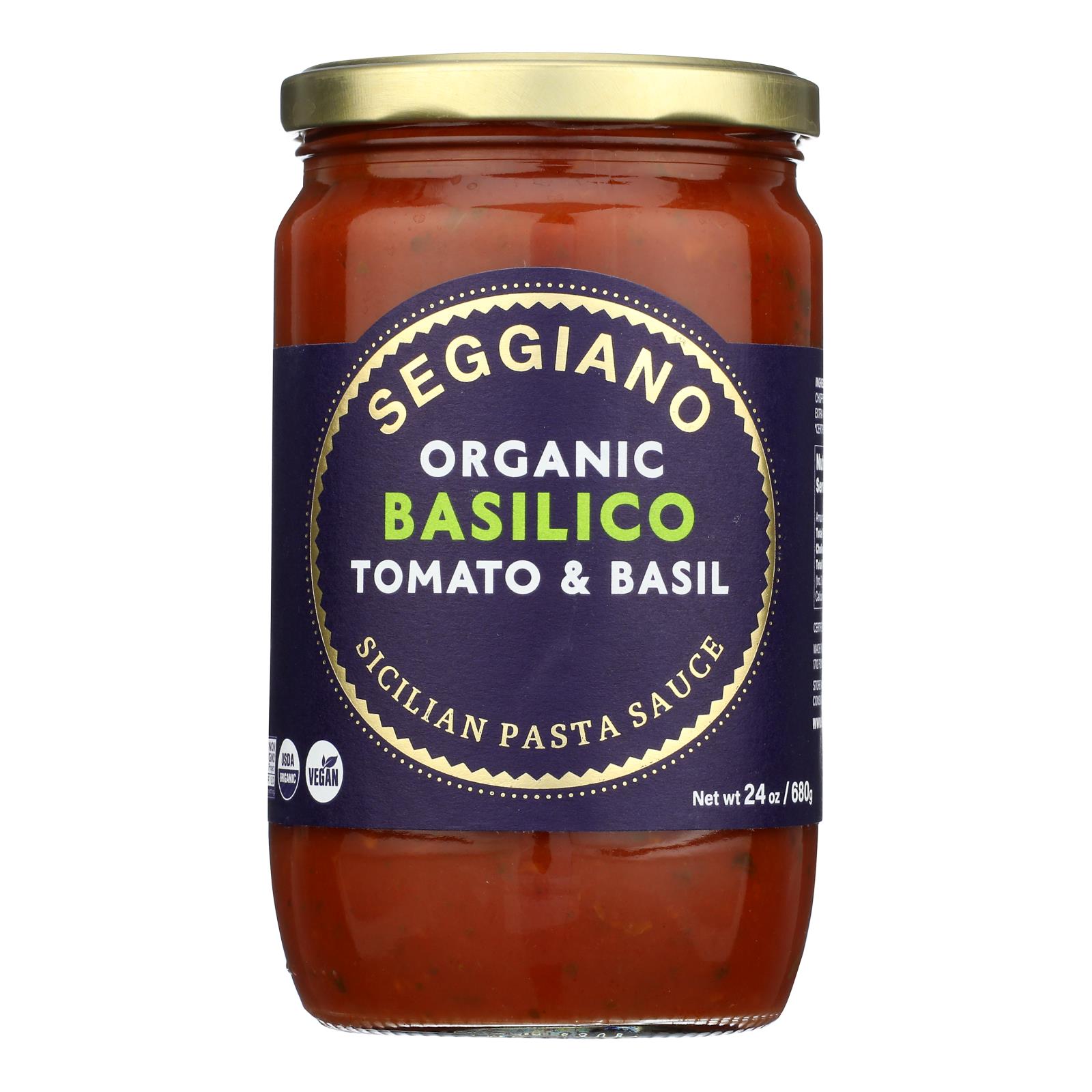 Seggiano Basilico Tomato & Basil Organic Pasta Sauce Basilico Tomato & Basil - Case Of 6 - 24 Oz